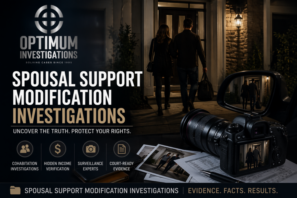 Spousal support modification investigation in South Florida showing surveillance of cohabitation for alimony case evidence