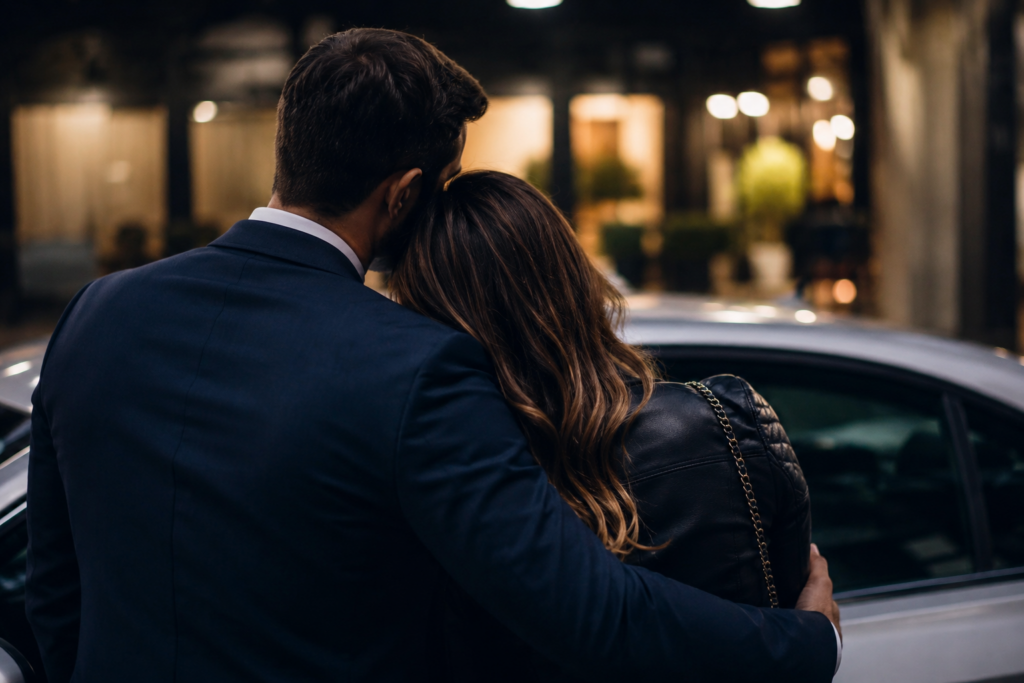 Couple embracing during an infidelity investigation in South Florida