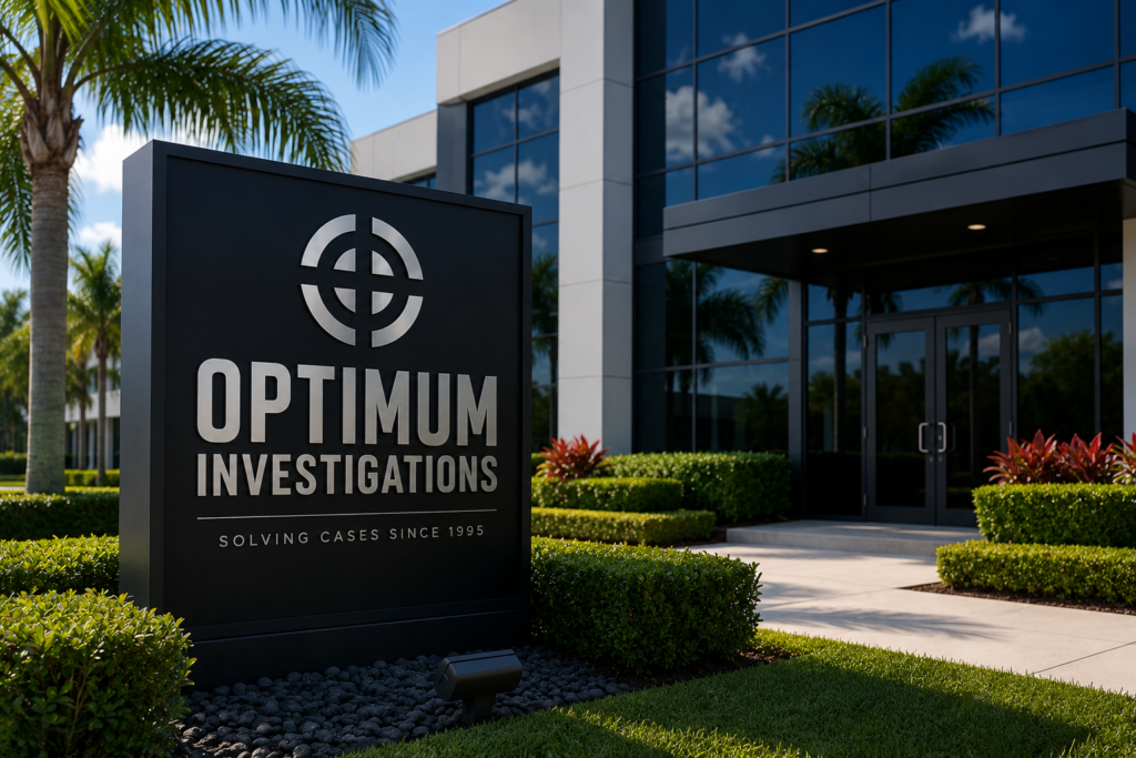 Modern office building representing Optimum Investigations, a licensed private investigation agency serving Fort Lauderdale, Broward County, and South Florida since 1995.