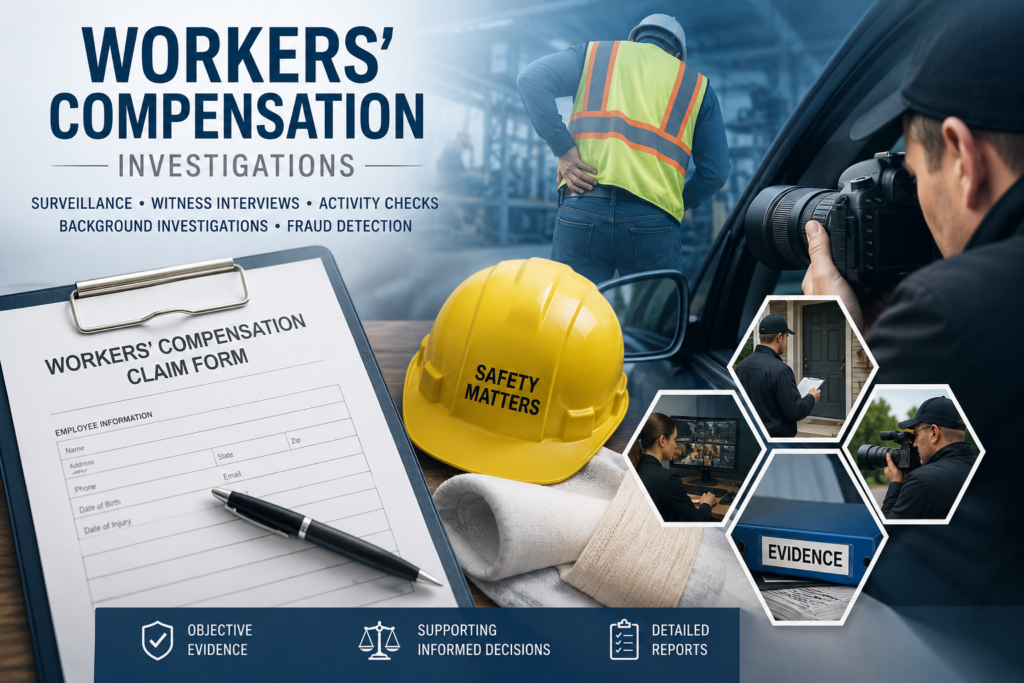 Private investigator conducting surveillance during a workers' compensation investigation to document claimant activities in Florida.